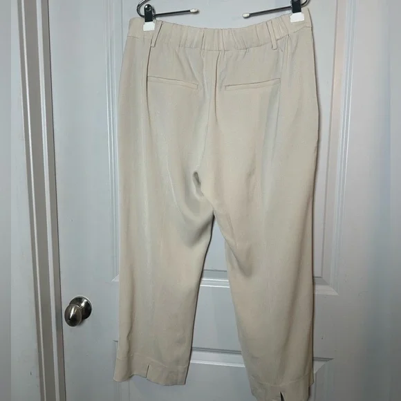 Vince Ankle Pull On Pleated Straight Leg Lightweight Cream Pants, Large - Picture 3 of 10